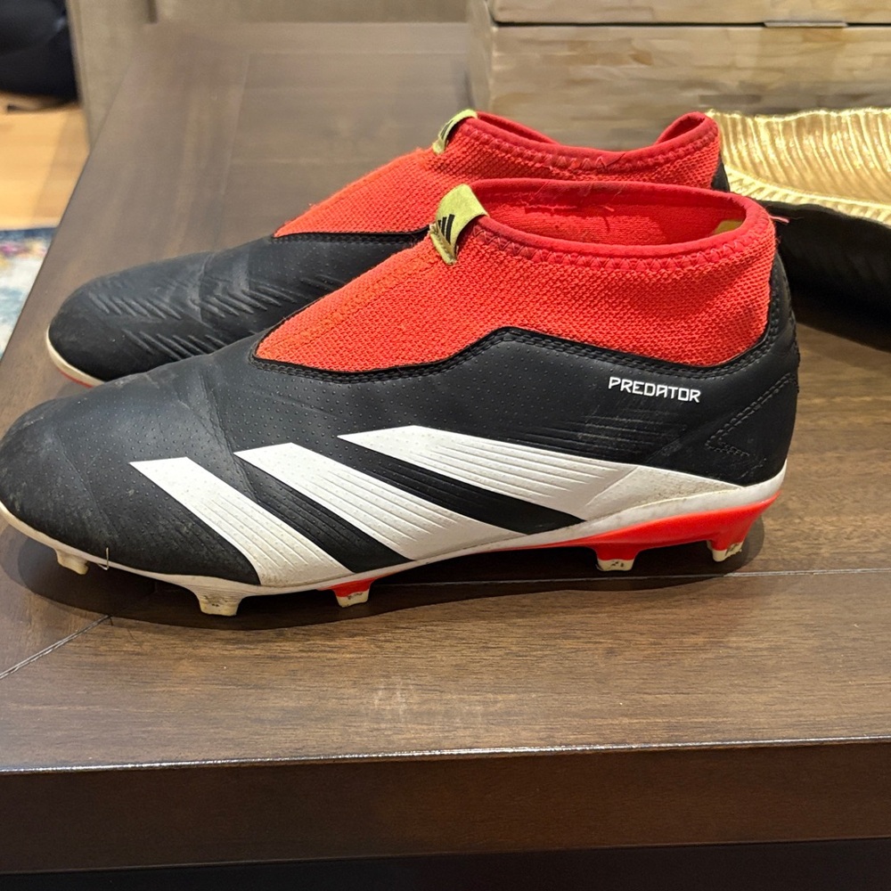 Adidas Predator Kids Soccer Cleats - Black, Red, and White